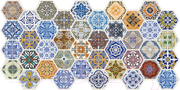 Изображение товара Панель ПВХ Grace Граненый шестигранник Пэчворк (973x492x3.5мм)