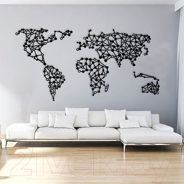 Изображение товара Декор настенный Arthata Карта-Полигоны 120x70-B / 063-5 (черный)