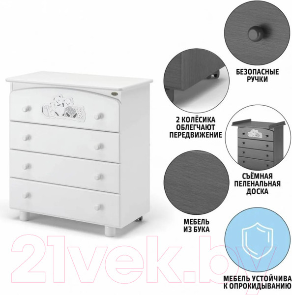 Изображение товара Комод пеленальный Nuovita Grano (белый)