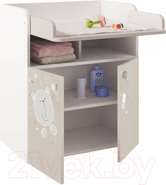 Изображение товара Комод пеленальный Polini Kids French Teddy 1270 (белый/дуб пастельный)