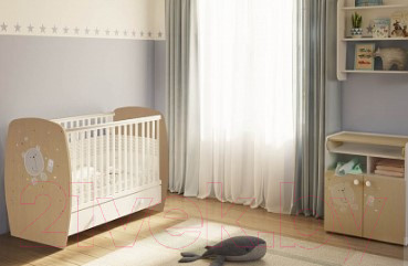Изображение товара Комод пеленальный Polini Kids French Teddy 1270 (белый/дуб пастельный)