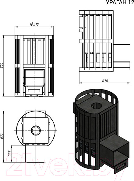 Изображение товара Печь-каменка Везувий Ураган Ковка 12 (260)
