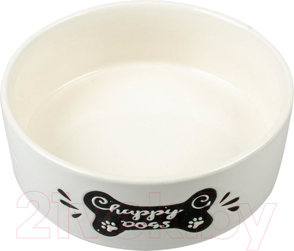 Изображение товара Миска для животных Duvo Plus Happy Dog / 12011/DV (белый с черной косточкой)