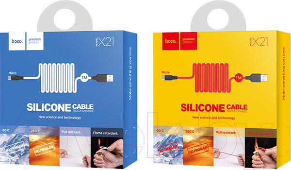 Изображение товара Кабель Hoco X21 MicroUSB (красный/черный)