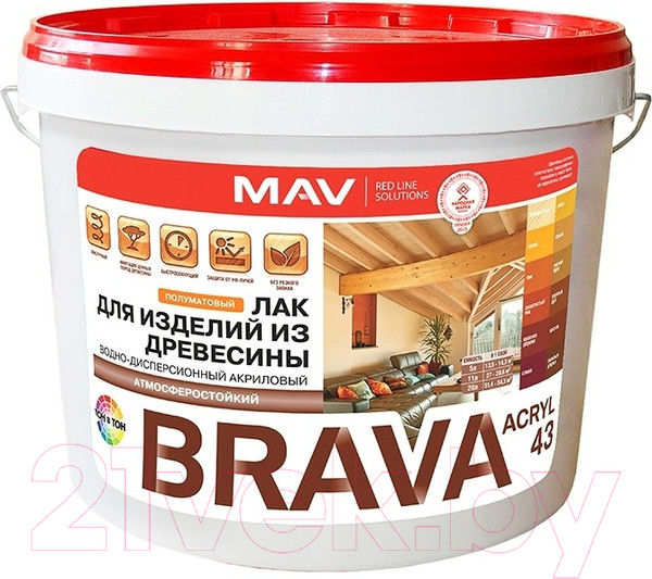Изображение товара Лак MAV Brava ВД-АК-1043 (11л, полуматовый)