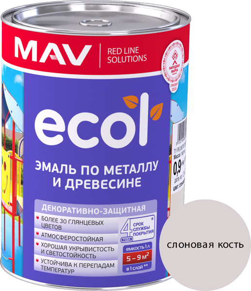 Изображение товара Эмаль MAV Ecol ПФ-115 (900г, слоновая кость)