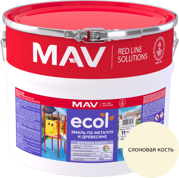 Изображение товара Эмаль MAV Ecol ПФ-115 (11кг, слоновая кость)