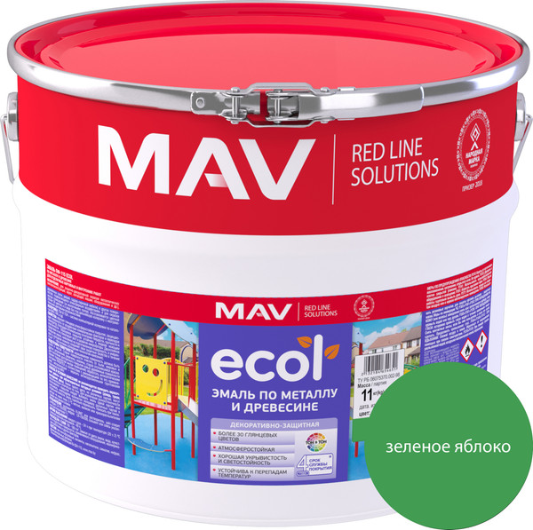 Изображение товара Эмаль MAV Ecol ПФ-115 (11кг, зеленое яблоко)