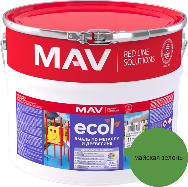 Изображение товара Эмаль MAV Ecol ПФ-115 (11кг, майская зелень)