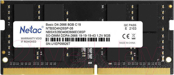 Изображение товара Оперативная память DDR4 Netac NTBSD4N26SP-08