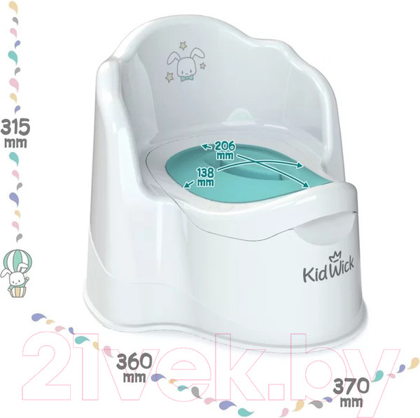 Изображение товара Детский горшок Kidwick Трон / KW070102 (белый/бирюзовый)