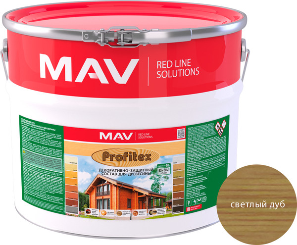 Изображение товара Защитно-декоративный состав MAV Profitex (10л, светлый дуб)