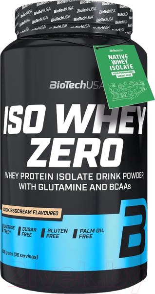 Изображение товара Протеин BioTechUSA Iso Whey Zero / I00002224 (908г, печенье-крем)