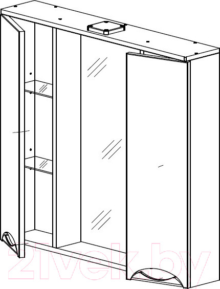 Изображение товара Шкаф с зеркалом для ванной СанитаМебель Эмили 101.900 (белый)