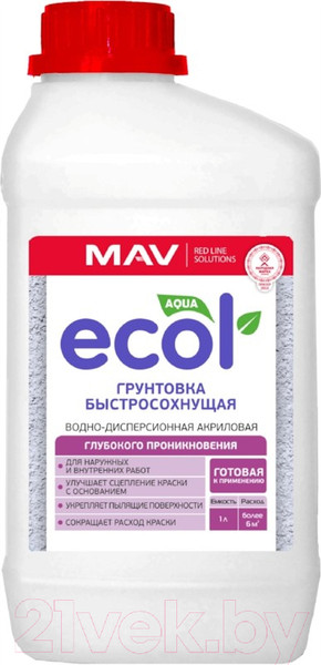 Изображение товара Грунтовка MAV Ecol ВД-АК-06 (1л, бесцветный)