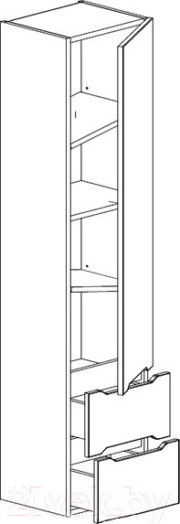 Изображение товара Шкаф-пенал для ванной СанитаМебель Сизаль 44.350 (правый)