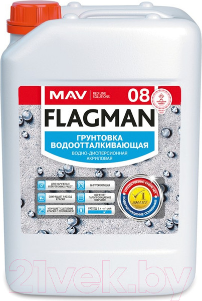 Изображение товара Грунтовка MAV Flagman ВД-АК-08 (5л, бесцветный)