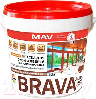 Изображение товара Краска MAV Brava ВД-АК-1035Д (1л, белый полуглянцевый)