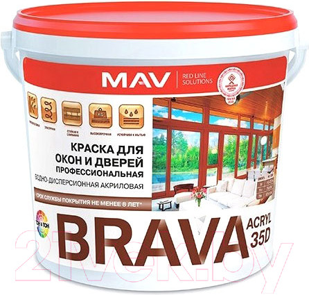 Изображение товара Краска MAV Brava ВД-АК-1035Д (5л, белый полуматовый)