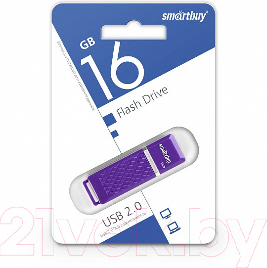 Изображение товара USB flash накопитель SmartBuy Quartz Series Violet 16GB (SB16GBQZ-V)