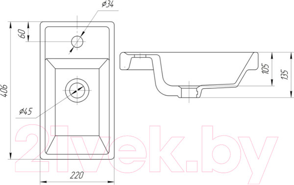 Изображение товара Умывальник Универсал Енисей 40