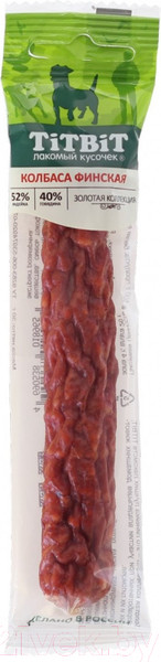 Изображение товара Лакомство для собак TiTBiT Золотая коллекция. Колбаса Финская / 18965 (30г)