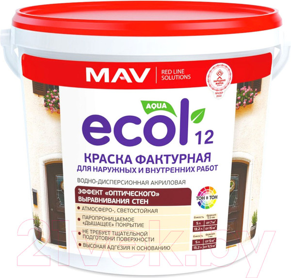 Изображение товара Краска MAV Ecol ВД-АК-1312 (7кг, белый)