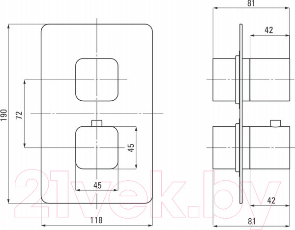 Изображение товара Внешняя часть смесителя скрытого монтажа Deante Box Nero BXY NECT