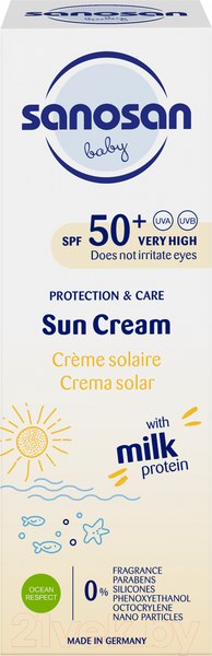 Изображение товара Крем солнцезащитный Sanosan SPF 50+ / 89850 (75мл)