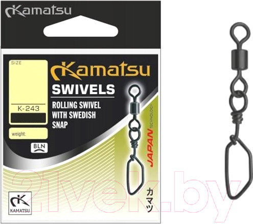 Изображение товара Вертлюг рыболовный KAMATSU К-243 Swedish Snap / 562430002 (8шт)