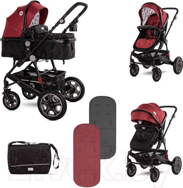 Изображение товара Детская универсальная коляска Lorelli Lora 2 в 1 Luxe Red Elephants / 10021272187