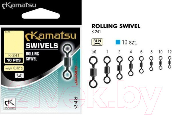 Изображение товара Вертлюг рыболовный KAMATSU К-241 10 / 552410010 (10шт)