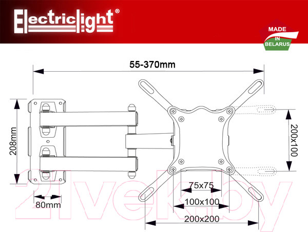 Изображение товара Кронштейн для телевизора Electric Light КБ-01-66-У (белый)