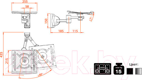 Изображение товара Кронштейн под аппаратуру Electric Light КБ-01-26 (черный)