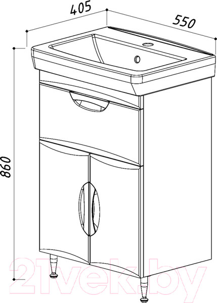 Изображение товара Тумба под умывальник Belux Венеция-Милан Н55-01 (1, белый)