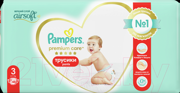 Изображение товара Подгузники-трусики детские Pampers Premium Care 3 Midi (48шт)