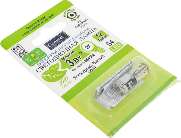 Изображение товара Лампа General Lighting GLDEN-G4-3-S-12-6500 5/100/500 / 684500