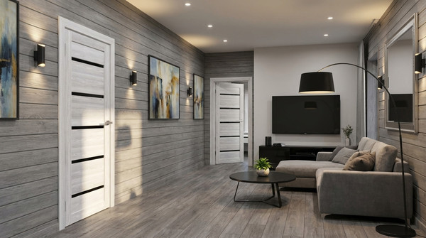 Изображение товара Дверь межкомнатная Юни Амати 01М 60x200 (черное стекло/сканди классик)