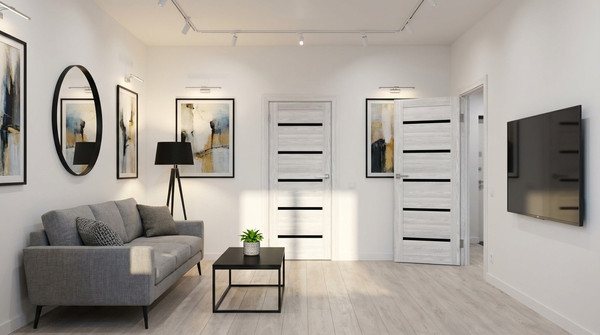 Изображение товара Дверь межкомнатная Юни Амати 01М 70x200 (черное стекло/сканди классик)