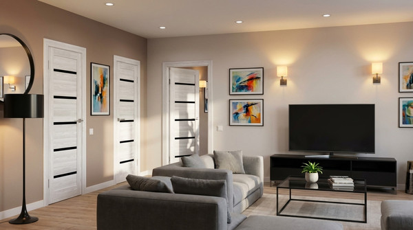 Изображение товара Дверь межкомнатная Юни Амати 01М 70x200 (черное стекло/сканди классик)