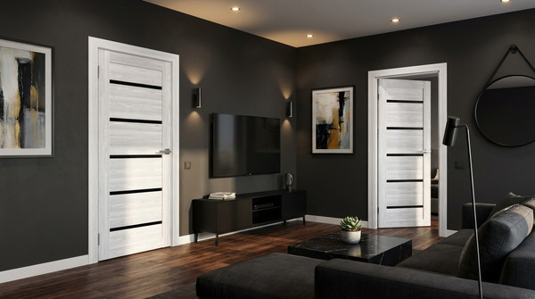 Изображение товара Дверь межкомнатная Юни Амати 01М 70x200 (черное стекло/сканди классик)