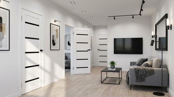 Изображение товара Дверь межкомнатная Юни Амати 01М 60x200 (черное стекло/бьянко)