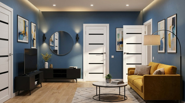 Изображение товара Дверь межкомнатная Юни Амати 01М 70x200 (черное стекло/бьянко)