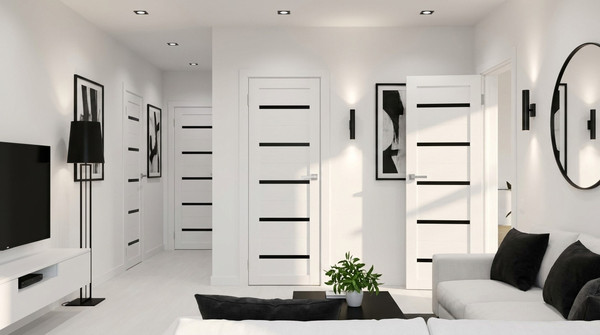 Изображение товара Дверь межкомнатная Юни Амати 01М 70x200 (черное стекло/бьянко)