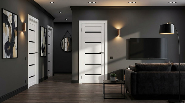 Изображение товара Дверь межкомнатная Юни Амати 01М 70x200 (черное стекло/бьянко)