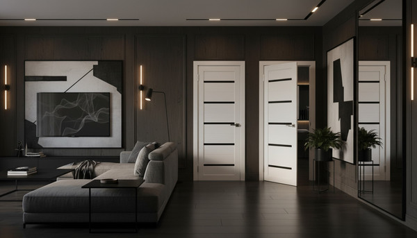 Изображение товара Дверь межкомнатная Юни Амати 01М 70x200 (черное стекло/бьянко)