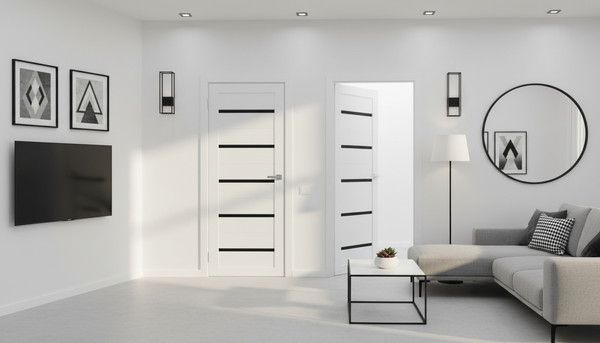 Изображение товара Дверь межкомнатная Юни Амати 01М 70x200 (черное стекло/бьянко)