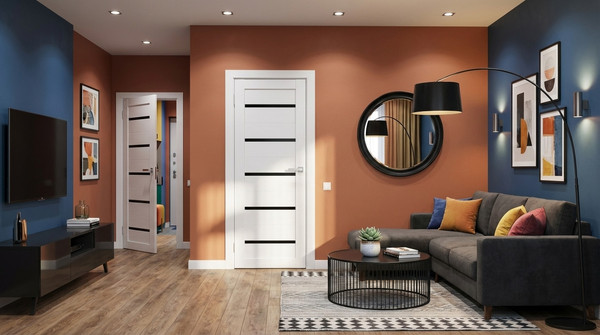 Изображение товара Дверь межкомнатная Юни Амати 01М 80x200 (черное стекло/бьянко)