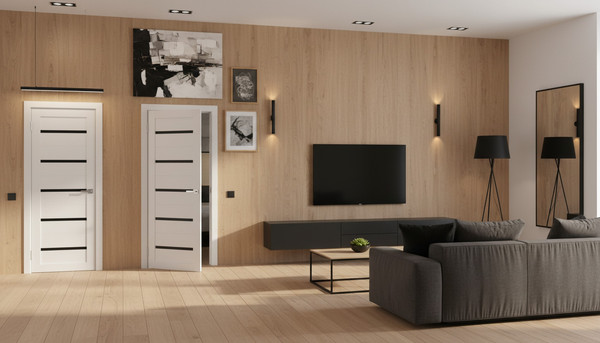 Изображение товара Дверь межкомнатная Юни Амати 01М 80x200 (черное стекло/бьянко)