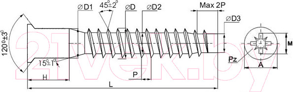 Изображение товара Конфирмат ЕКТ 7х50 потайной / 21856 (250шт)